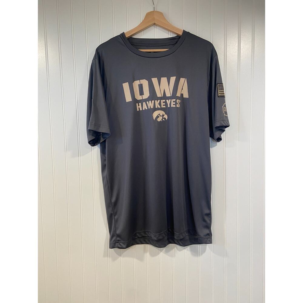 Iowa Hawkeye Shirt Men's XL Gray Army Light Weight, University
